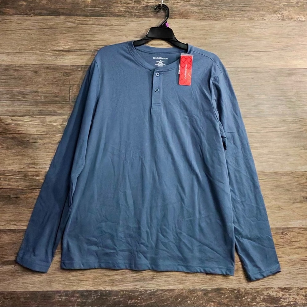 Croft & Barrow Men's Slate Blue Henley Long Sleeve Shirt